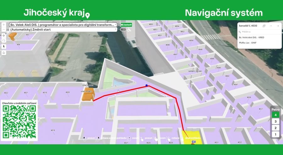 Jihočeský kraj spustil 3D navigaci po budovách krajského úřadu