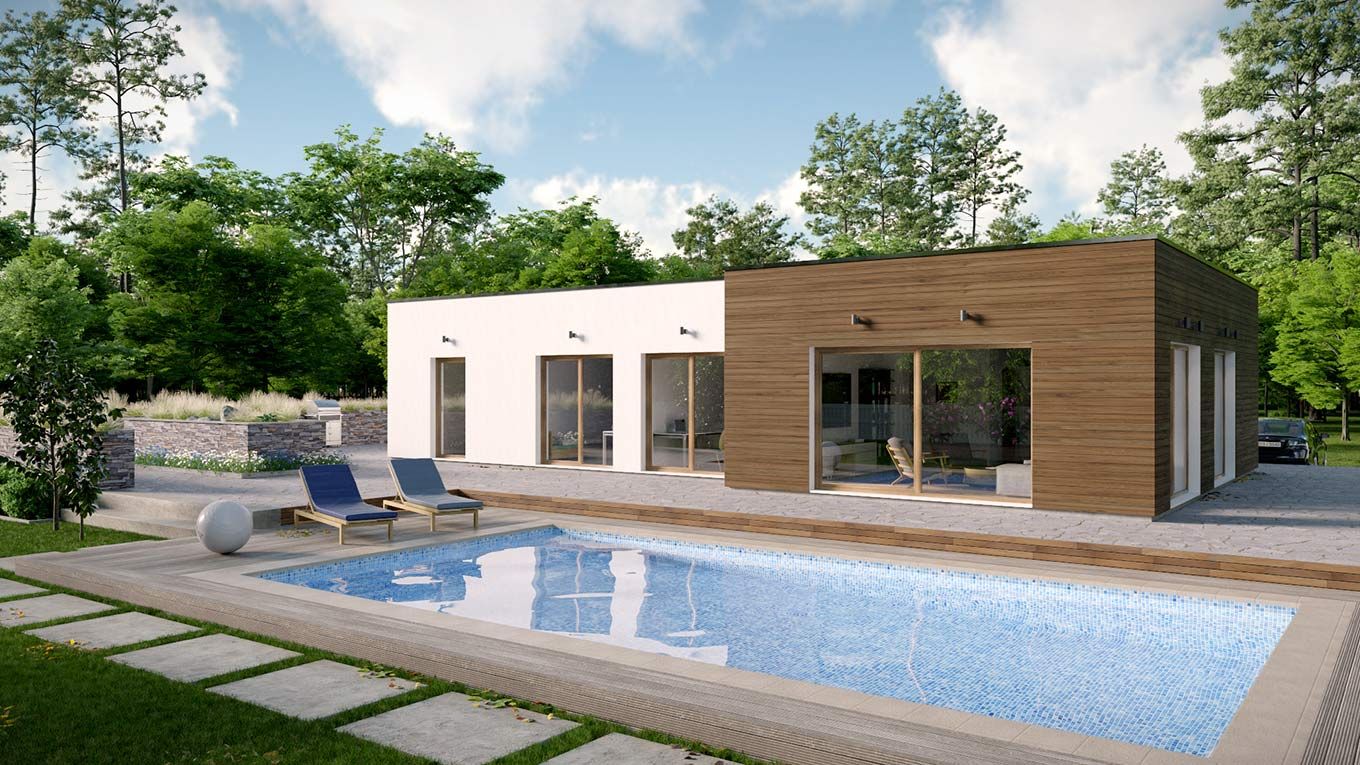 Máte rádi minimalistický styl bydlení? Nechte si na klíč postavit zděný bungalov 4 + KK MODERN od regionální firmy Brickhouse